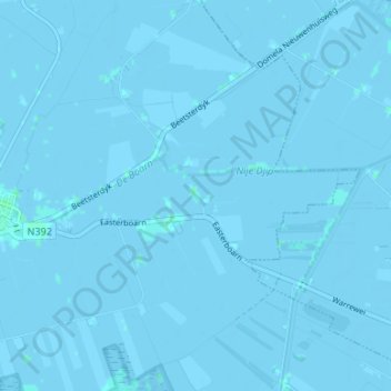 Topografische kaart Oosterboorn, hoogte, reliëf