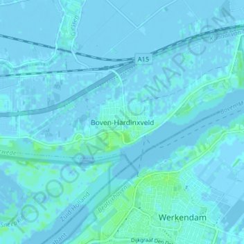 Topografische kaart Boven-Hardinxveld, hoogte, reliëf