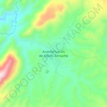 Topografische kaart Acaxtlahuacán de Albino Zertuche, hoogte, reliëf
