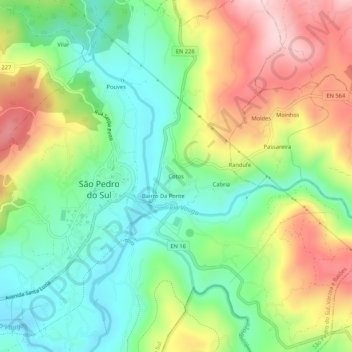 Topografische kaart Cotos, hoogte, reliëf