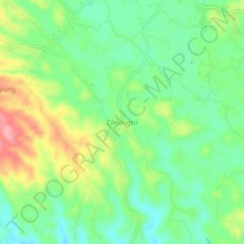 Topografische kaart Cileungsir, hoogte, reliëf