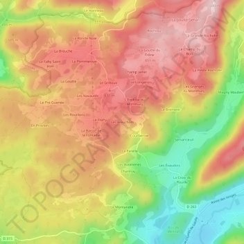 Topografische kaart Les Breuchots, hoogte, reliëf