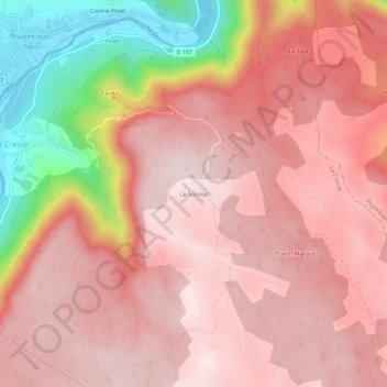 Topografische kaart Le Sonnac, hoogte, reliëf