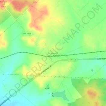 Topografische kaart Maxwell, hoogte, reliëf