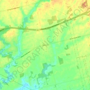 Topografische kaart Alberton, hoogte, reliëf