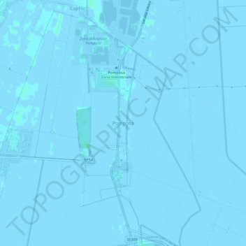 Topografische kaart Pomposa, hoogte, reliëf