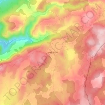 Topografische kaart Le Mas Raynal, hoogte, reliëf