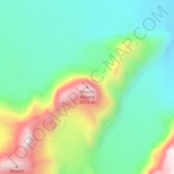 Topografische kaart Mount Asgard, hoogte, reliëf