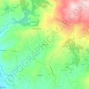 Topografische kaart Revelhe, hoogte, reliëf