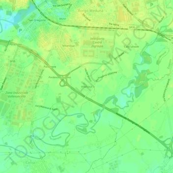 Topografische kaart Villanova, hoogte, reliëf