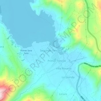 Topografische kaart Segundo Toncoli, hoogte, reliëf