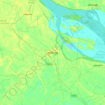 Topografische kaart Faridpur, hoogte, reliëf