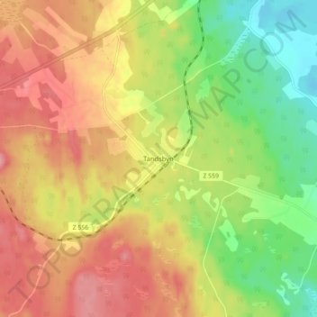 Topografische kaart Tandsbyn, hoogte, reliëf