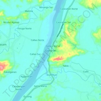Topografische kaart Gattaran, hoogte, reliëf