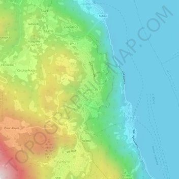 Topografische kaart Civenna, hoogte, reliëf