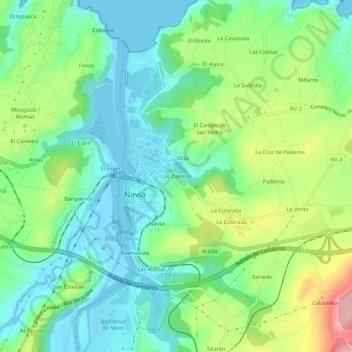 Topografische kaart Las Calellas, hoogte, reliëf