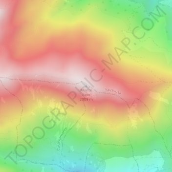 Topografische kaart Monte Lion, hoogte, reliëf