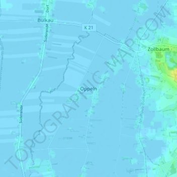 Topografische kaart Oppeln, hoogte, reliëf