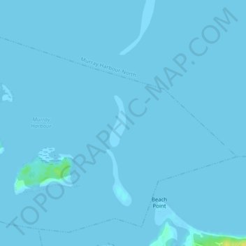 Topografische kaart Poverty Beach, hoogte, reliëf