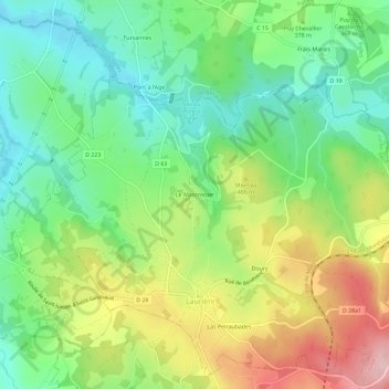 Topografische kaart Le Mascroisier, hoogte, reliëf