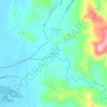 Topografische kaart Pianing, hoogte, reliëf