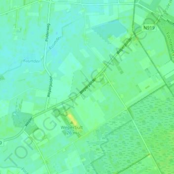 Topografische kaart Nieuw Weper, hoogte, reliëf