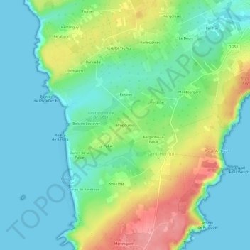 Topografische kaart Bregoulou, hoogte, reliëf