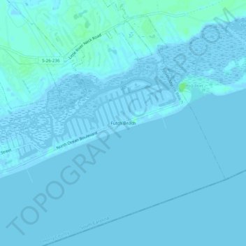 Topografische kaart Futch Beach, hoogte, reliëf