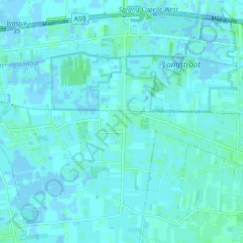 Topografische kaart Nieuwevaart, hoogte, reliëf