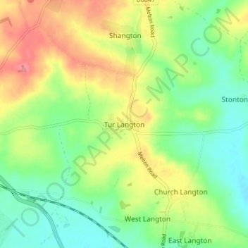 Topografische kaart Tur Langton, hoogte, reliëf