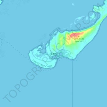Topografische kaart Barú, hoogte, reliëf
