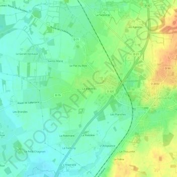 Topografische kaart La Voltière, hoogte, reliëf
