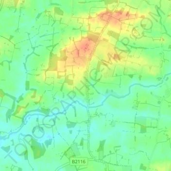 Topografische kaart Wineham, hoogte, reliëf