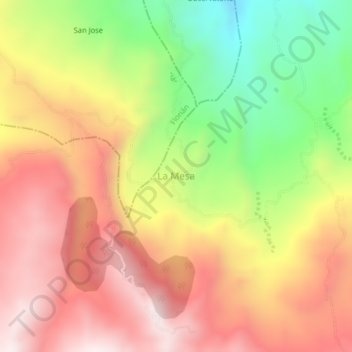 Topografische kaart La Mesa, hoogte, reliëf