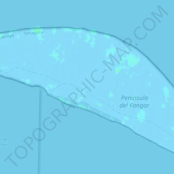 Topografische kaart Punta del Fangar, hoogte, reliëf