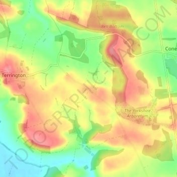Topografische kaart Ganthorpe, hoogte, reliëf
