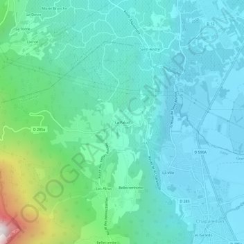 Topografische kaart La Palud, hoogte, reliëf