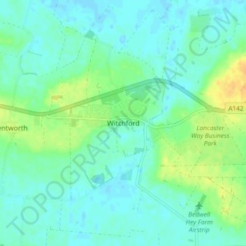 Topografische kaart Witchford, hoogte, reliëf