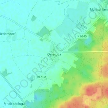 Topografische kaart Osteroda, hoogte, reliëf