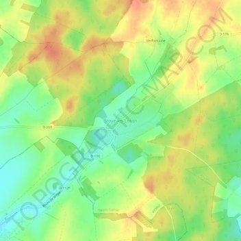 Topografische kaart Broye-les-Loups, hoogte, reliëf