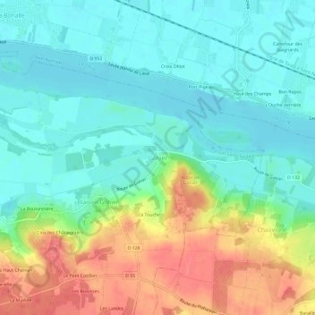 Topografische kaart Gohier, hoogte, reliëf