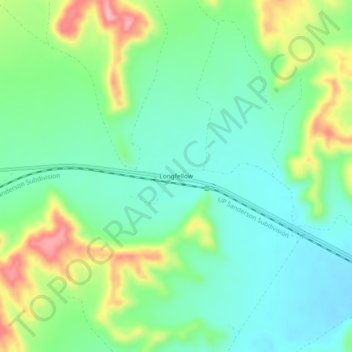Topografische kaart Longfellow, hoogte, reliëf
