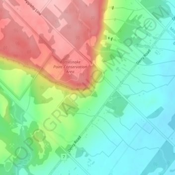 Topografische kaart Pinnacle Lookout, hoogte, reliëf