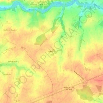 Topografische kaart La Brosse, hoogte, reliëf