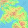 Topografische kaart Southern Uplands, hoogte, reliëf