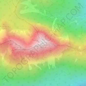 Topografische kaart Hochstaufen, hoogte, reliëf