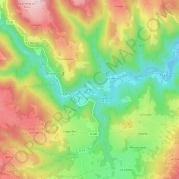 Topografische kaart Le Plot, hoogte, reliëf