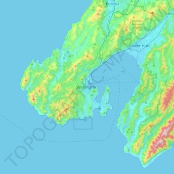Topografische kaart Wellington, hoogte, reliëf