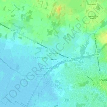 Topografische kaart Pont Habert, hoogte, reliëf