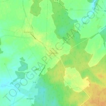 Topografische kaart L'Echalusse, hoogte, reliëf
